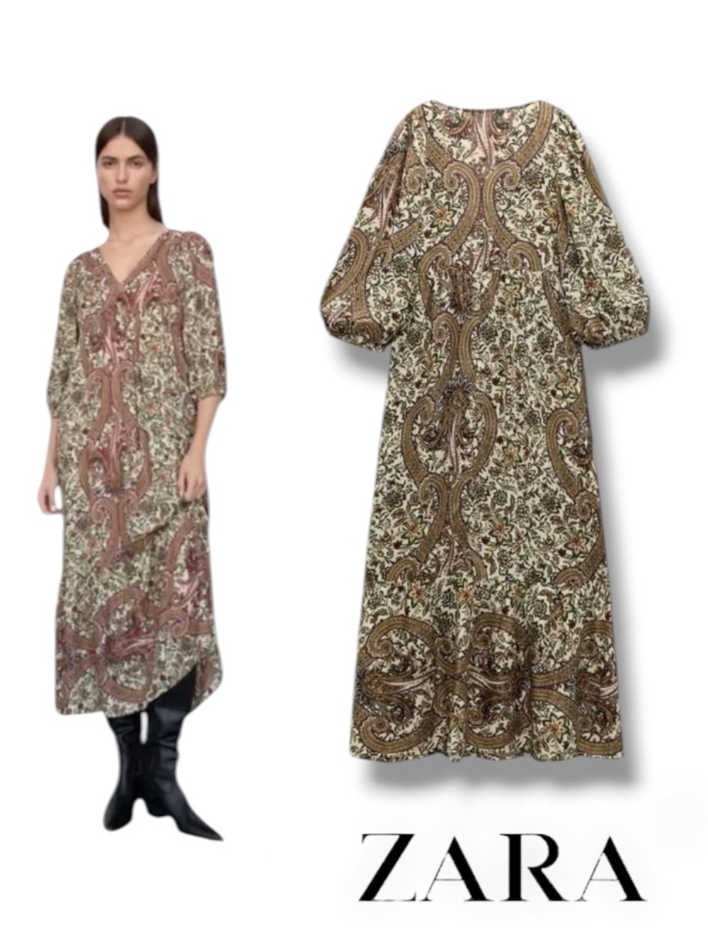 ZARA Multicolored Printed Oversized Dress NWT Size M